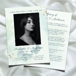 Programa Obituario funerario de mariposa color agua verde