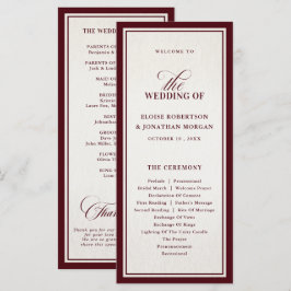 Programa Old Money Modern Formal Burgundy Luxury Wedding