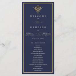 Programa Old Money Navy Blue Wedding Program