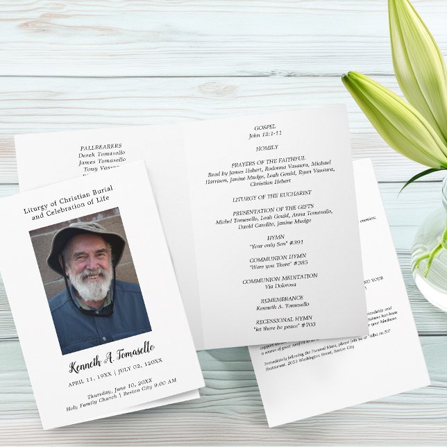 Programa Orden Cristiano de Servicio Funeral Foto Doblada (Christian Order Of Service Funeral Photo Folded Program)