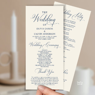 Programa Orden de Ceremonia de Boda Clásico y Elegante