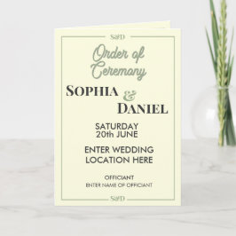 Programa Orden de Ceremonia de Boda Editable Moderno