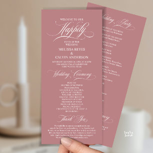 Programa Orden de ceremonia de boda elegante, Rosa polvorie