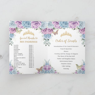 Programa Orden de eventos de la Quinceañera Floral Lilac Az