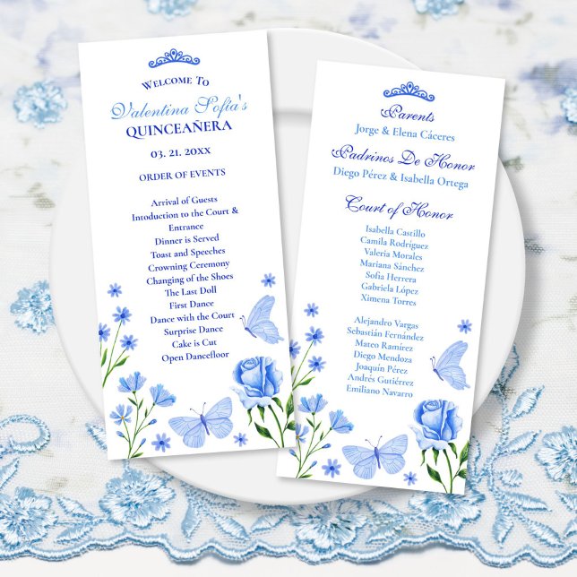 Programa Orden de Eventos de Light Blue Quinceañer (Light Blue Quinceañera Order of Events Program)