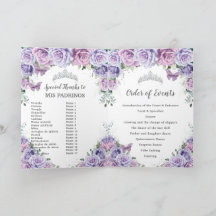 Orden de eventos de Quinceañera floral púrpura Pad