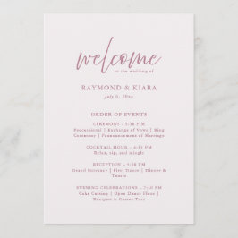 Programa Orden de eventos Dusty Pink Wedding Program Card