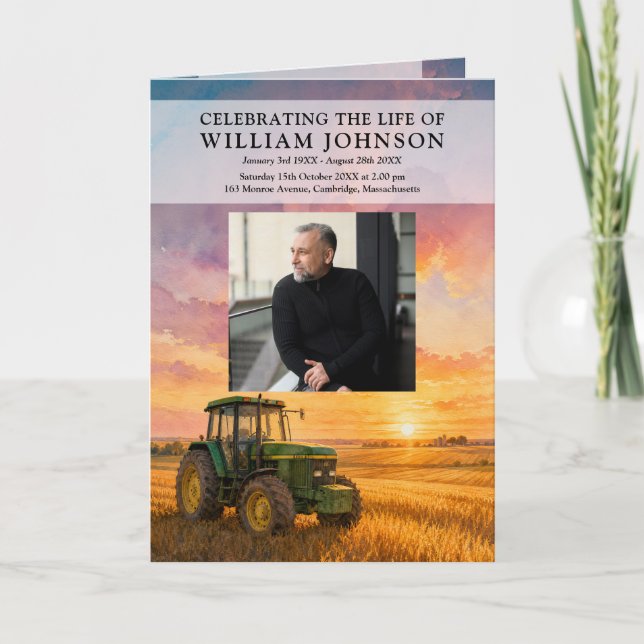 Programa Orden de servicio conmemorativo funeral de tractor (Anverso)