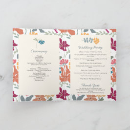 Programa Orden de Servicio de Boda Floral Retro Boho Chic