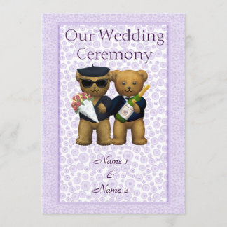 Programa Orden de servicio de Boda gay Teddy Bears pareja
