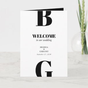 Programa Orden de servicio de boda moderno en blanco y negr