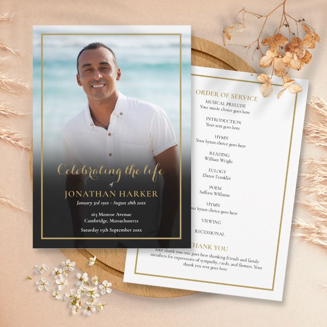 Programa Orden De Servicio De Fotografía Memorial Funeral (Funeral Memorial Photo Order Of Service Program)