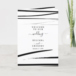 Programa Orden de servicio del Boda blanco negro moderno