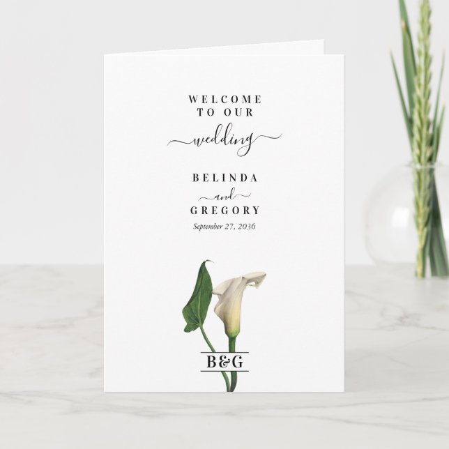 Programa Orden de servicio del Boda Botánico de Calla Lily (Anverso)