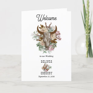 Programa Orden de servicio del Boda de Boho Cow, país occid
