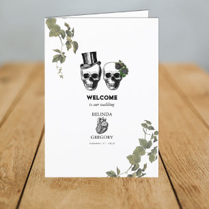 Programa Orden de servicio del Boda de cráneo floral de cor