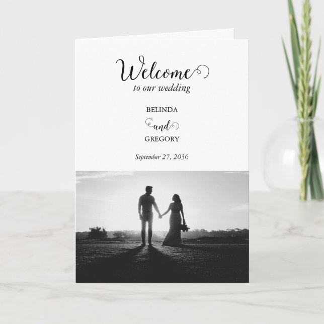 Programa Orden de servicio del Boda de fotografías en blanc (Anverso)