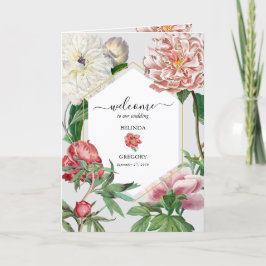 Programa Orden de servicio del Boda de Peonies Blancos Rosa