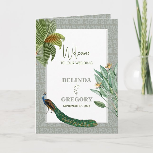 Programa Orden de servicio del Boda tropical de la pluma de (Anverso)