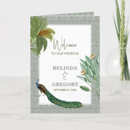 Programa Orden de servicio del Boda tropical de la pluma de