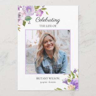 Programa Orden de servicio del obituario Funeral Morado Flo