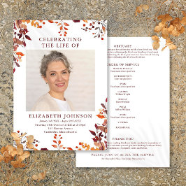 Programa Orden de Servicio Funeral del Memorial Otoño Rústi