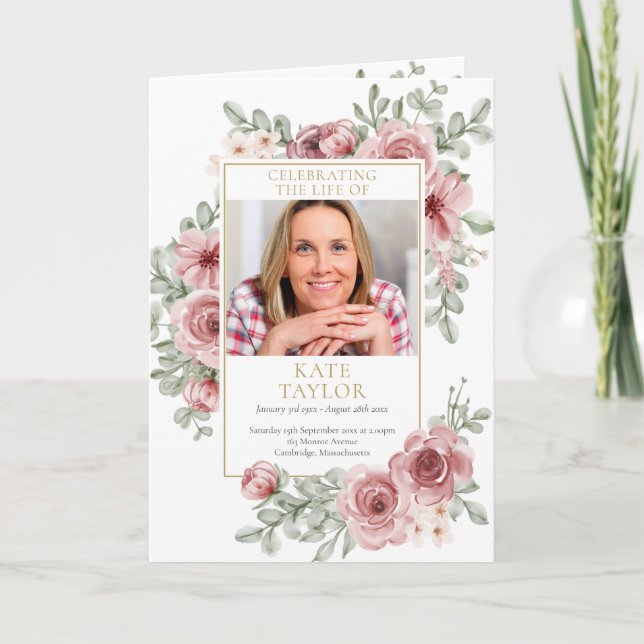 Programa Orden de Servicio Funeral Floral de Rosas (Anverso)