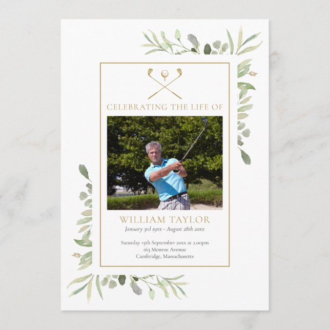 Programa Orden de Servicio Memorial Funeral de Golfista (Anverso)