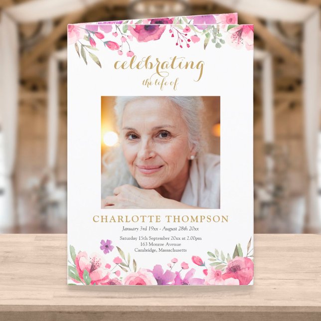 Programa Orden de servicio memorial funeral foto floral (Subido por el creador)