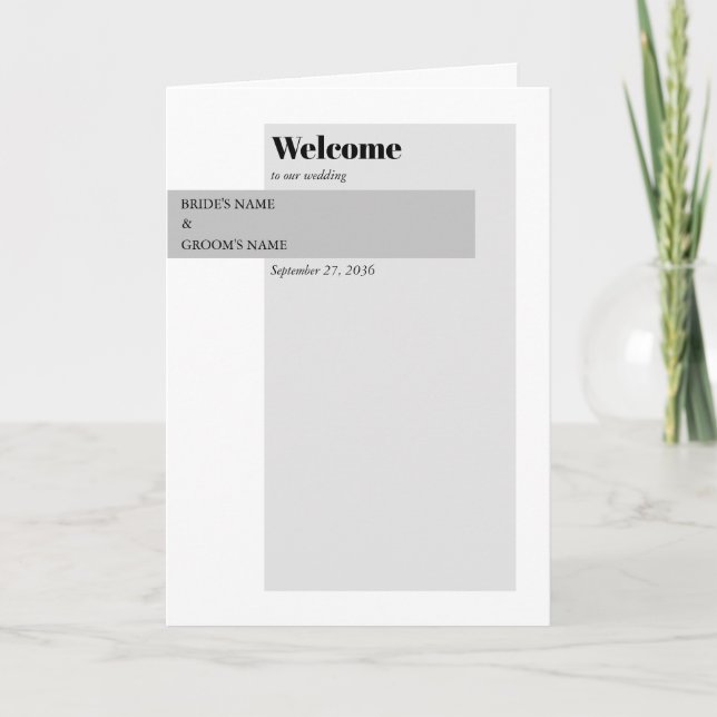 Programa Orden de servicio moderna de los Bodas blancos y n (Anverso)