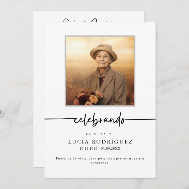 Programa Orden del Servicio Funeral Español Celebrando Foto (Anverso / Reverso)