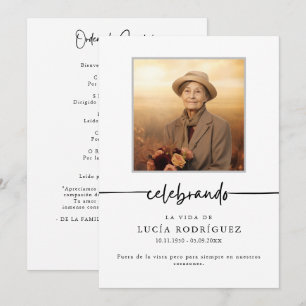 Programa Orden del Servicio Funeral Español Celebrando Foto