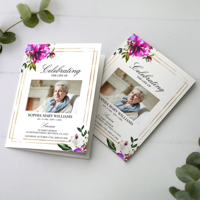 Programa Orden funeral de servicio | Flores moradas (Subido por el creador)
