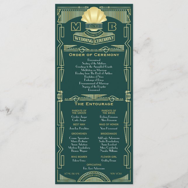 Programa Orden verde de oro Art Deco de Ceremonia Entourage (Anverso)