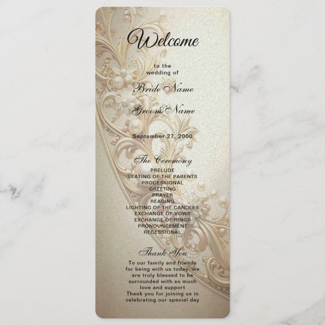 Programa Ornate Gold Flourish Wedding (Anverso)