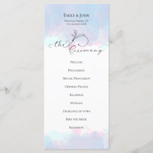 Programa Ornate Leaf Black Script Pastel Watercolor Boda