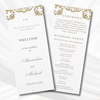 Programa Ornate Vintage Baroque Christian Wedding Program