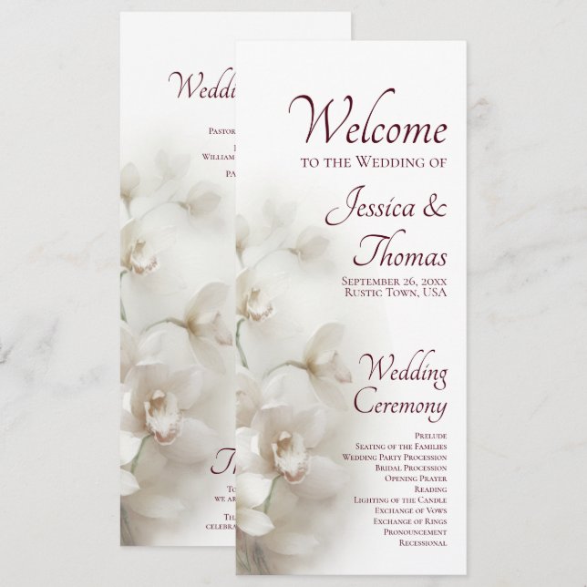 Programa Orquídeas Blancas Soñadoras Bodas Florales Románti (Anverso / Reverso)