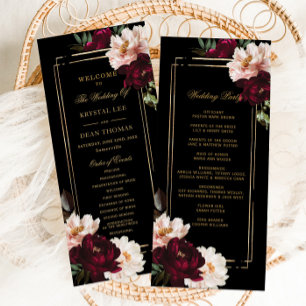 Programa Oscuro Moody Burgundy Rubor Boda floral negro