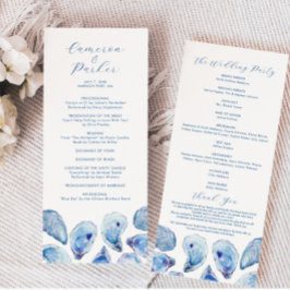 Programa Oyster Watercolor Beach Wedding Doble costado