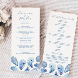 Programa Oyster Watercolor Beach Wedding Doble costado