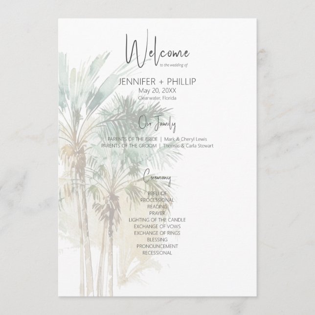 Programa Palm Trees tropicales Boda moderno (Anverso)