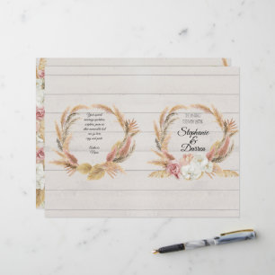 Programa Pampas Palm Pink Floral White Wood Weddin