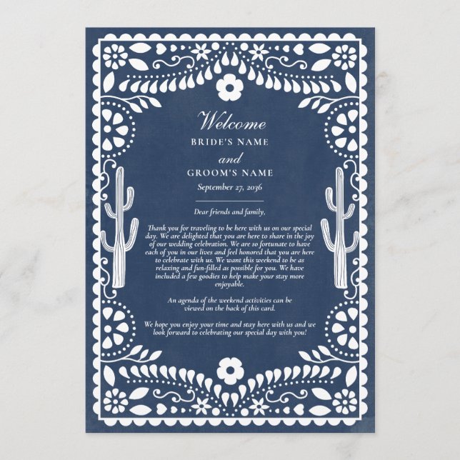 Programa Papel Picado Boda Mexican Wedding Itinerary (Anverso)