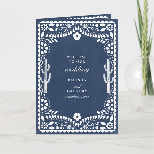 Programa Papel Picado Boda Mexican Wedding Order of Service (Anverso)
