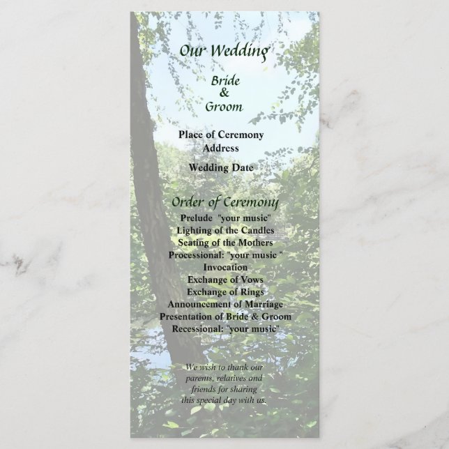 Programa Park with Bridge in Distance Wedding (Anverso)