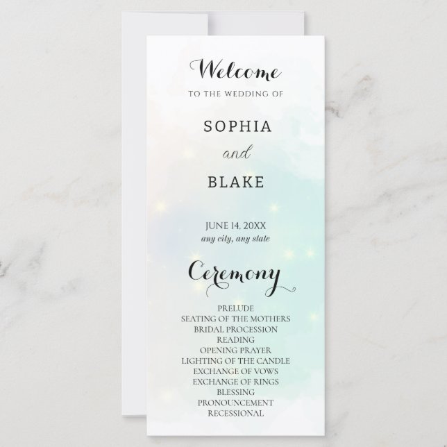 Programa Pastel de Boda Verde y Amarilla (Anverso)