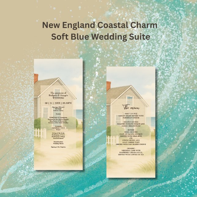 Programa Pastel de marfil Azul Cabo Cod Boda de la cena (Subido por el creador)