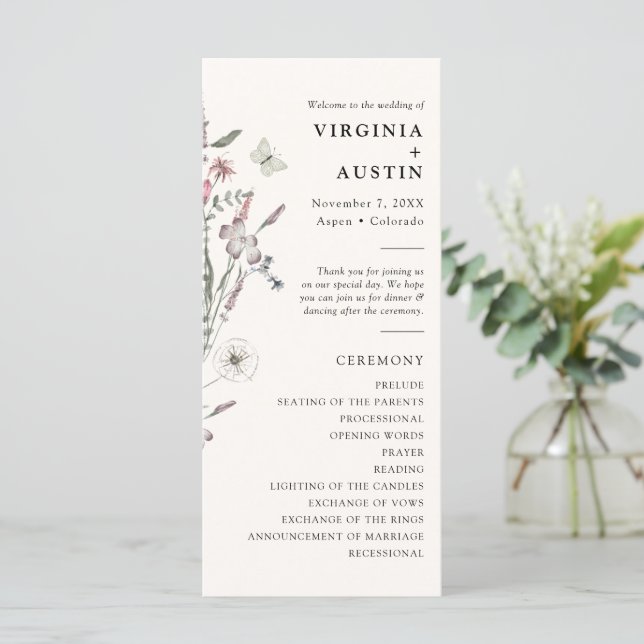 Programa Pastel Floral Boda (Anverso de pie)