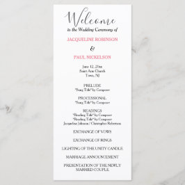 Programa Pastel Pink Black Wedding